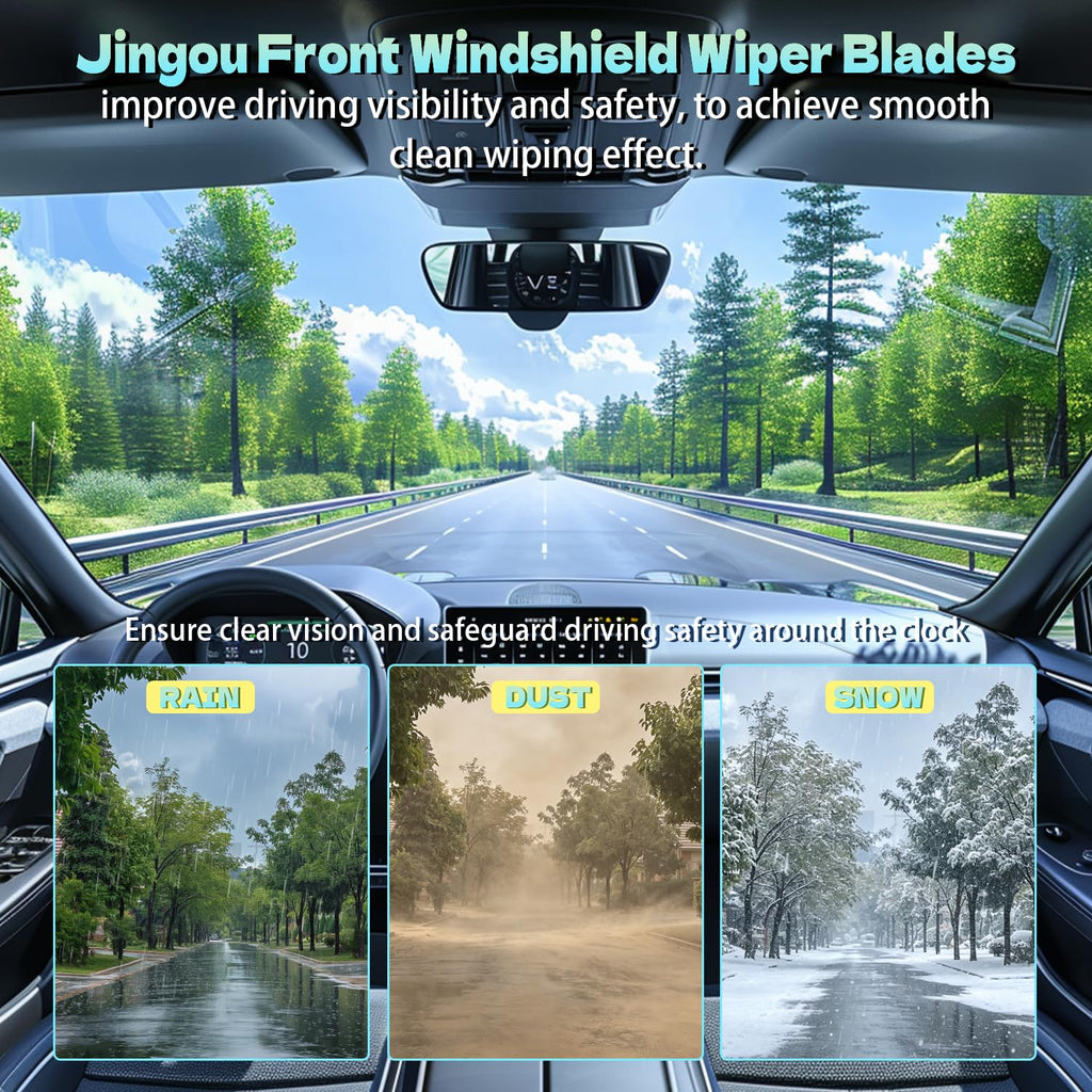 26" + 16" Front Windshield Wiper Blades Compatible with 2009-2018 Toyota Corolla/2013-2021 Toyota RAV4 OEM QUALITY Premium All-Season Automotive Replacement Wipers (Pack of 2)