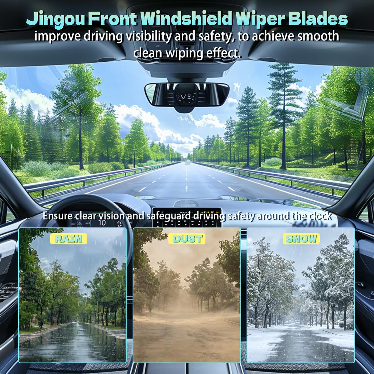 26" + 16" Front Windshield Wiper Blades Compatible with 2009-2018 Toyota Corolla/2013-2021 Toyota RAV4 OEM QUALITY Premium All-Season Automotive Replacement Wipers (Pack of 2)