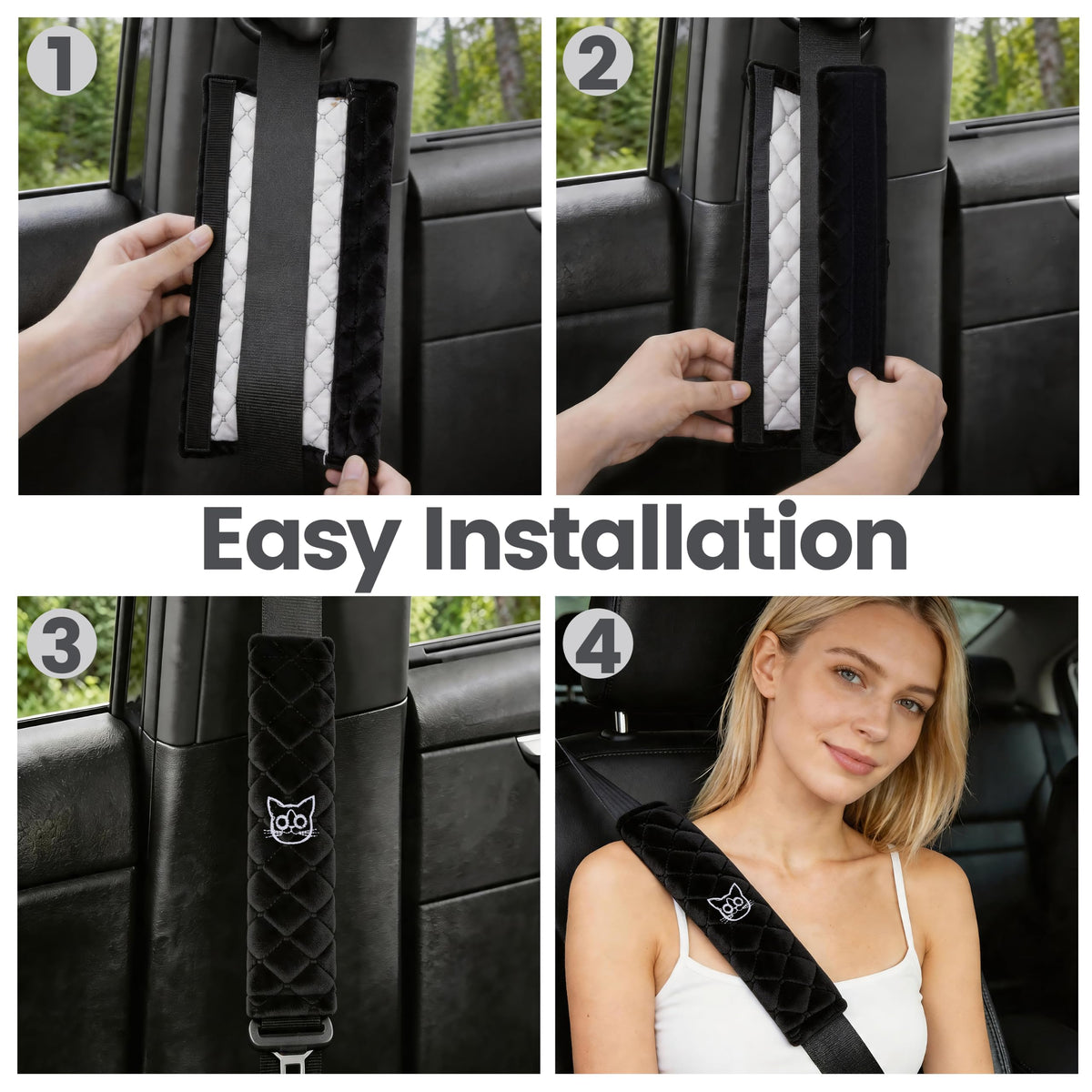 Amooca 2 Pack Seat Belt Covers Soft Shoulder Pad for Cars & Backpack