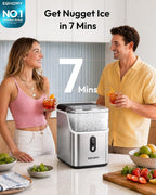 EUHOMY Nugget Ice Maker Countertop, 35lbs/24H, Ready in 7 Mins, Stainless