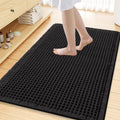 Smiry Waffle Bath Mat 24X16, Extra Soft Absorbent Bathroom Rugs, Black