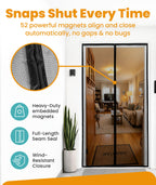 Flux Phenom Magnetic Screen Door (White) - Bugs Out, Breeze in - 9min Install Auto-Sealing Heavy Duty Double Stitched Mesh, 52 Magnets, Hands Free Patio Doors Net, Pet & Kid Friendly, 38 x 82 Inch