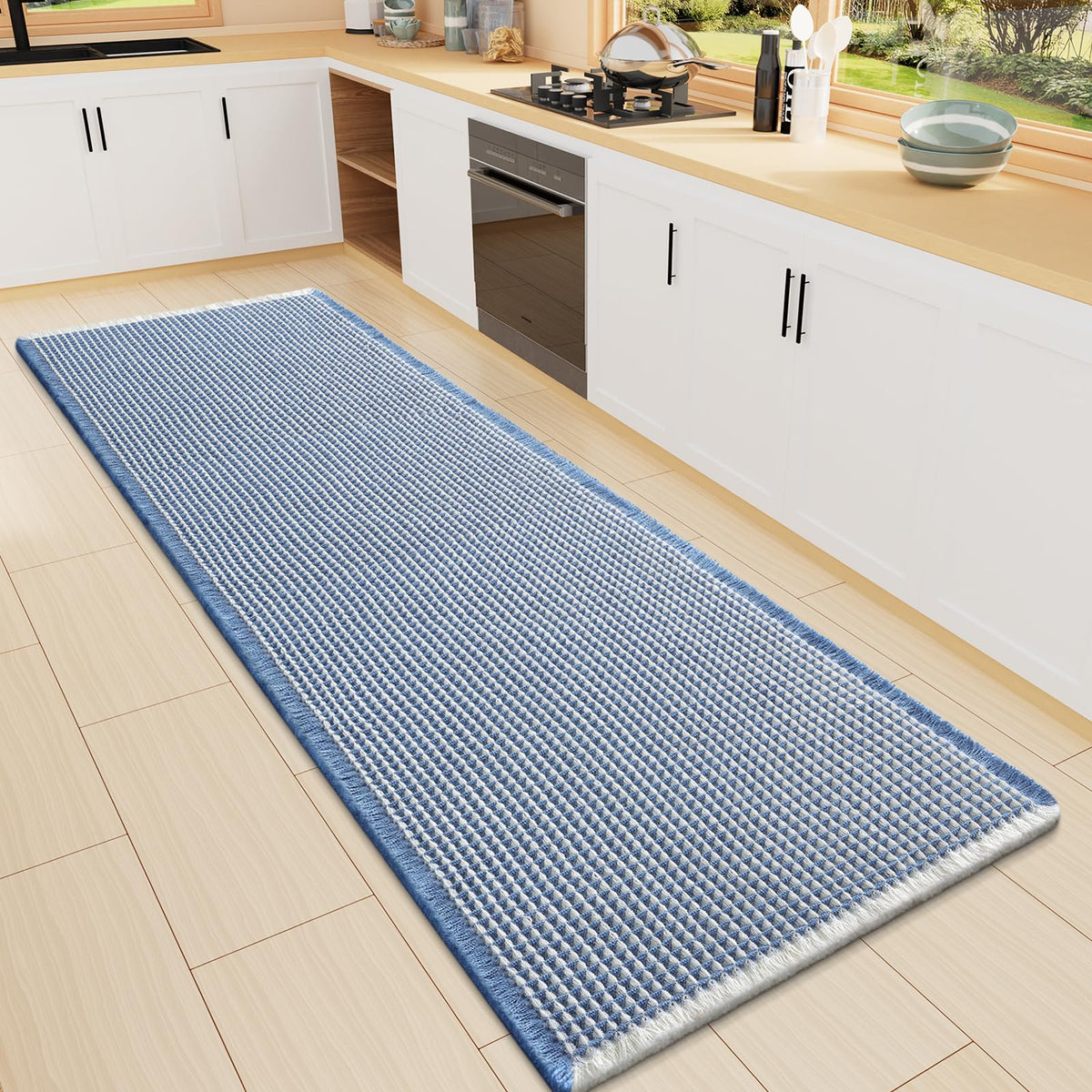 Smiry Waffle Bath Mat 24X16, Extra Soft Absorbent Bathroom Rugs, Black