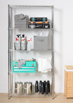 Amazon Basics 5-Shelf Tower Adjustable Storage Shelving Unit, Chrome, 16" x 16" x 54", 150 lbs Per Shelf