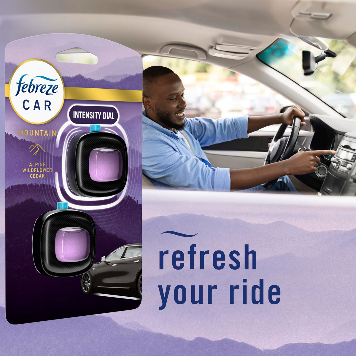 Febreze Car Vent Clip, Downy Calm Scent, 2 Count, 0.13 oz Total