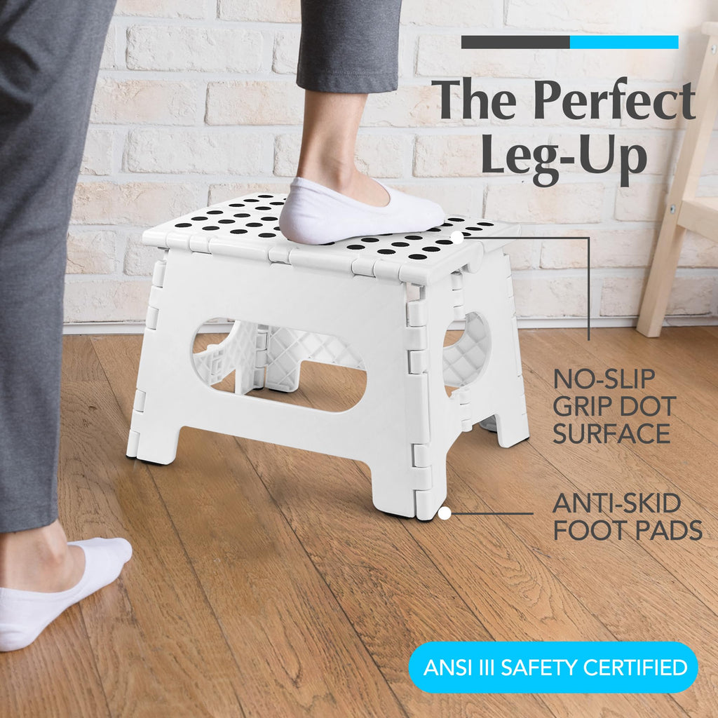 Handy Laundry Folding Step Stool 9 Inch, Pink, Non-Slip Holds 300 lbs