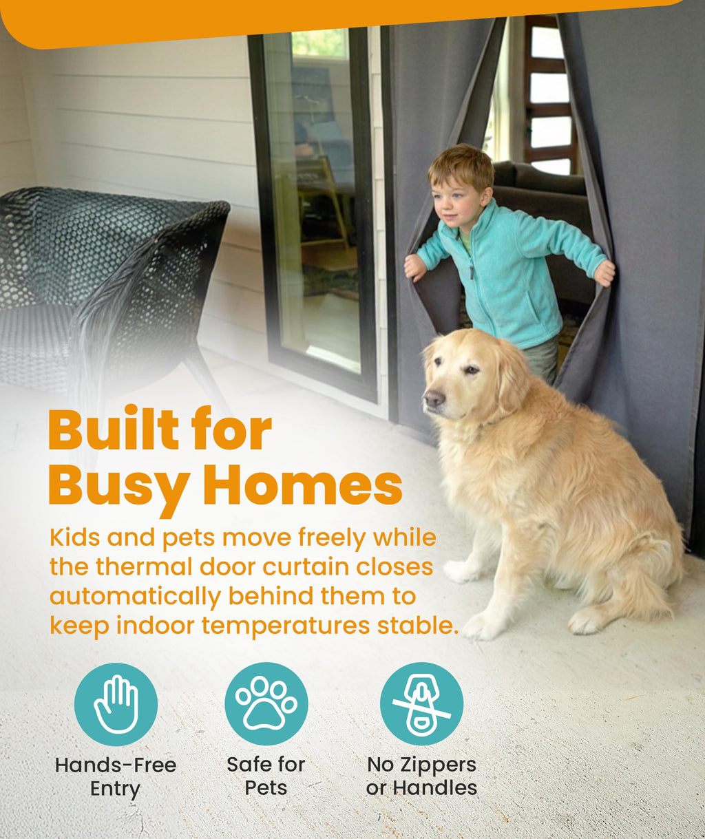 Flux Phenom Magnetic Screen Door (White) - Bugs Out, Breeze in - 9min Install Auto-Sealing Heavy Duty Double Stitched Mesh, 52 Magnets, Hands Free Patio Doors Net, Pet & Kid Friendly, 38 x 82 Inch