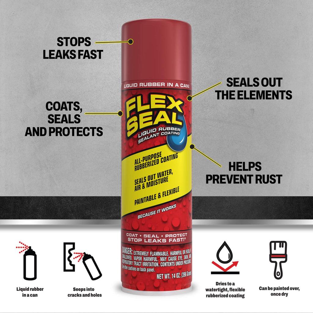 Flex Seal Spray Rubber Sealant Coating, Waterproof, Clear, 17 oz, 2-Pack