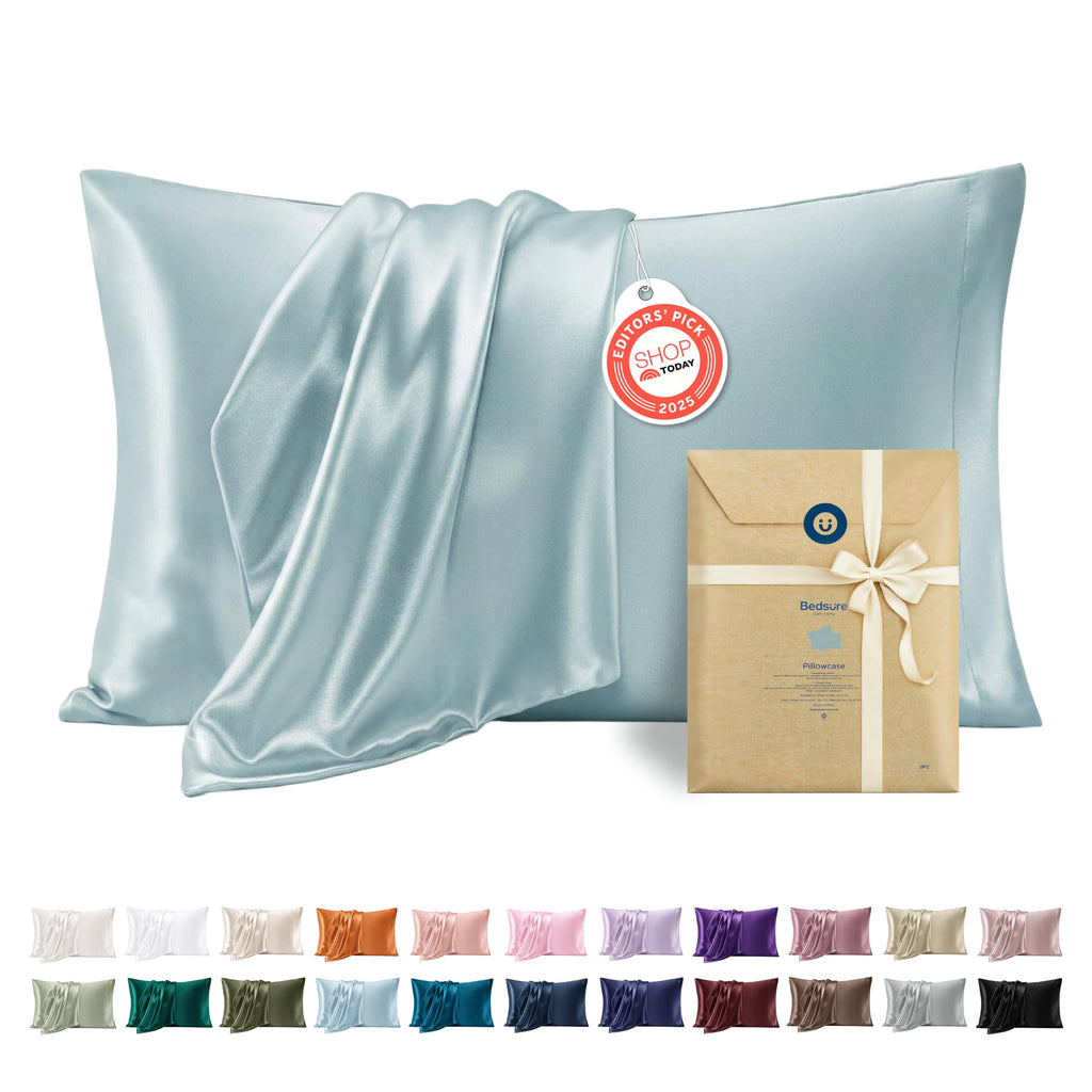 Bedsure Satin Pillowcase Standard Set of 2, Similar to Silk Pillowcase Grey