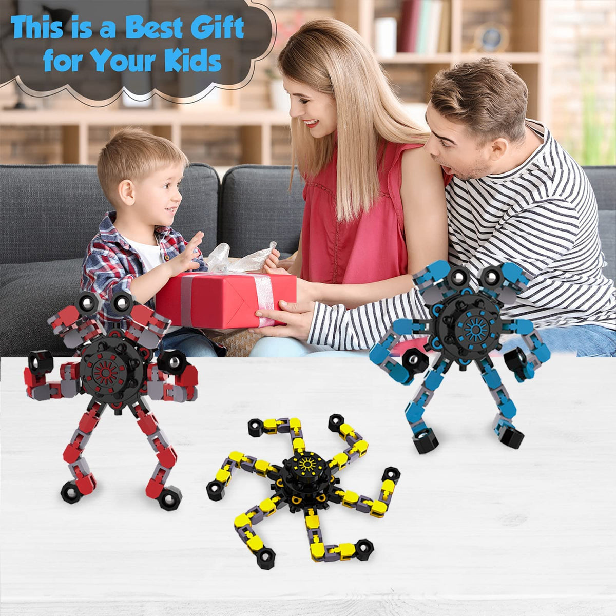 Transformable Fidget Spinners,9PCS Funny Sensory Fidget Toys for Kids