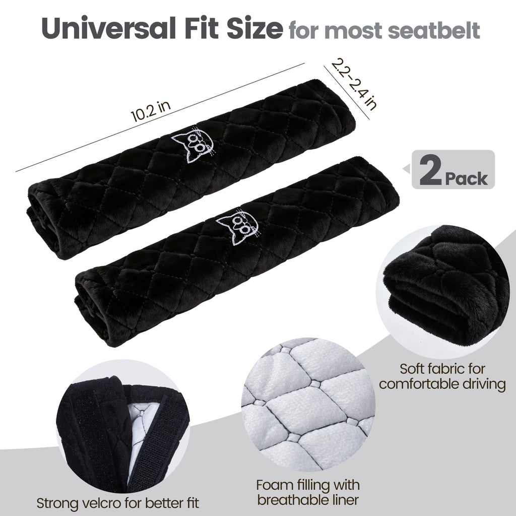 Amooca 2 Pack Seat Belt Covers Soft Shoulder Pad for Cars & Backpack