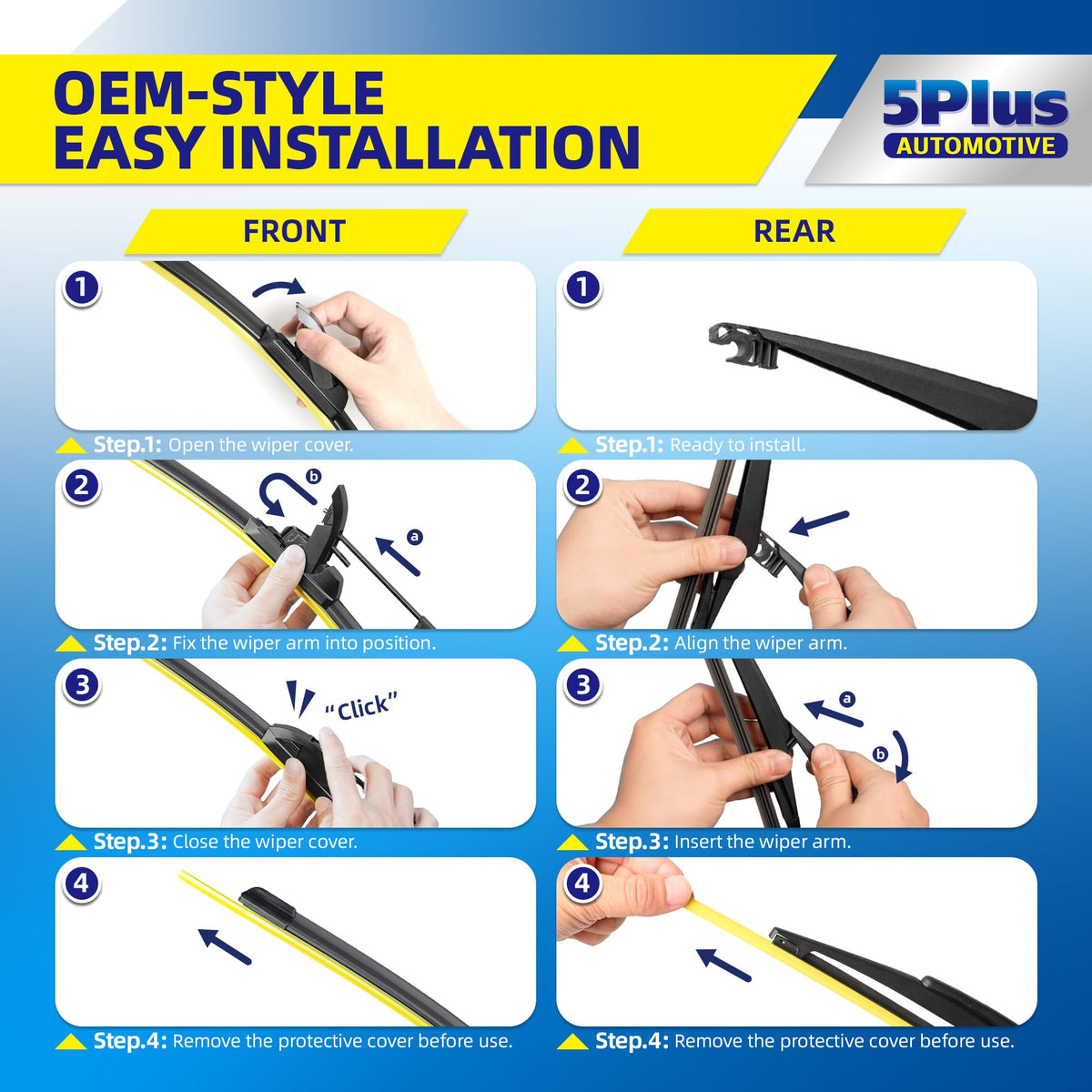 5 PLUS Custom-Fit Wipers fits Toyota RAV4 2001-2005 Windshield Wipers