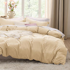 Bedsure Textured Duvet Cover Queen Size - Cotton-Like Polyester Jacquard Duvet Cover Set for All Seasons - 3 Pieces Elevated Textured Dobby Soft Bedding Set, NO Comforter (White, Queen, 90"x 90")