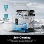 EUHOMY Smart Nugget Ice Maker Countertop, Pebble Ice Maker Machine with APP/Alexa Control, 40lbs/24H, Ready in 7 Mins, Self-Cleaning, Portable Sonic Ice Makers with Hanging Ice Scoop for Home/Office