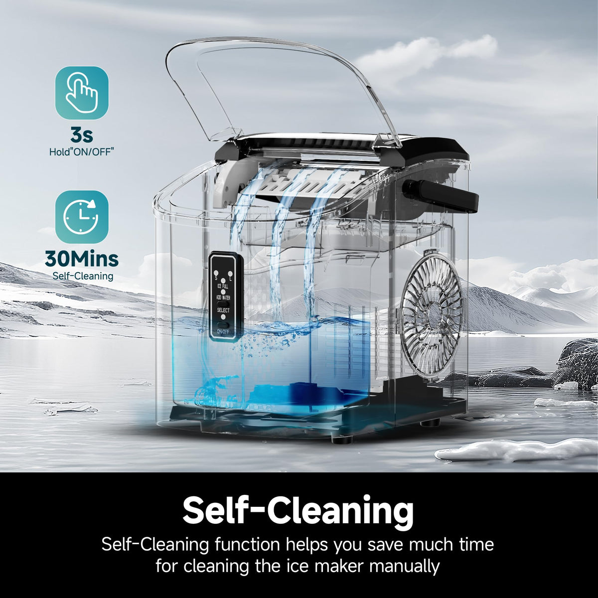 EUHOMY Smart Nugget Ice Maker Countertop, Pebble Ice Maker Machine with APP/Alexa Control, 40lbs/24H, Ready in 7 Mins, Self-Cleaning, Portable Sonic Ice Makers with Hanging Ice Scoop for Home/Office