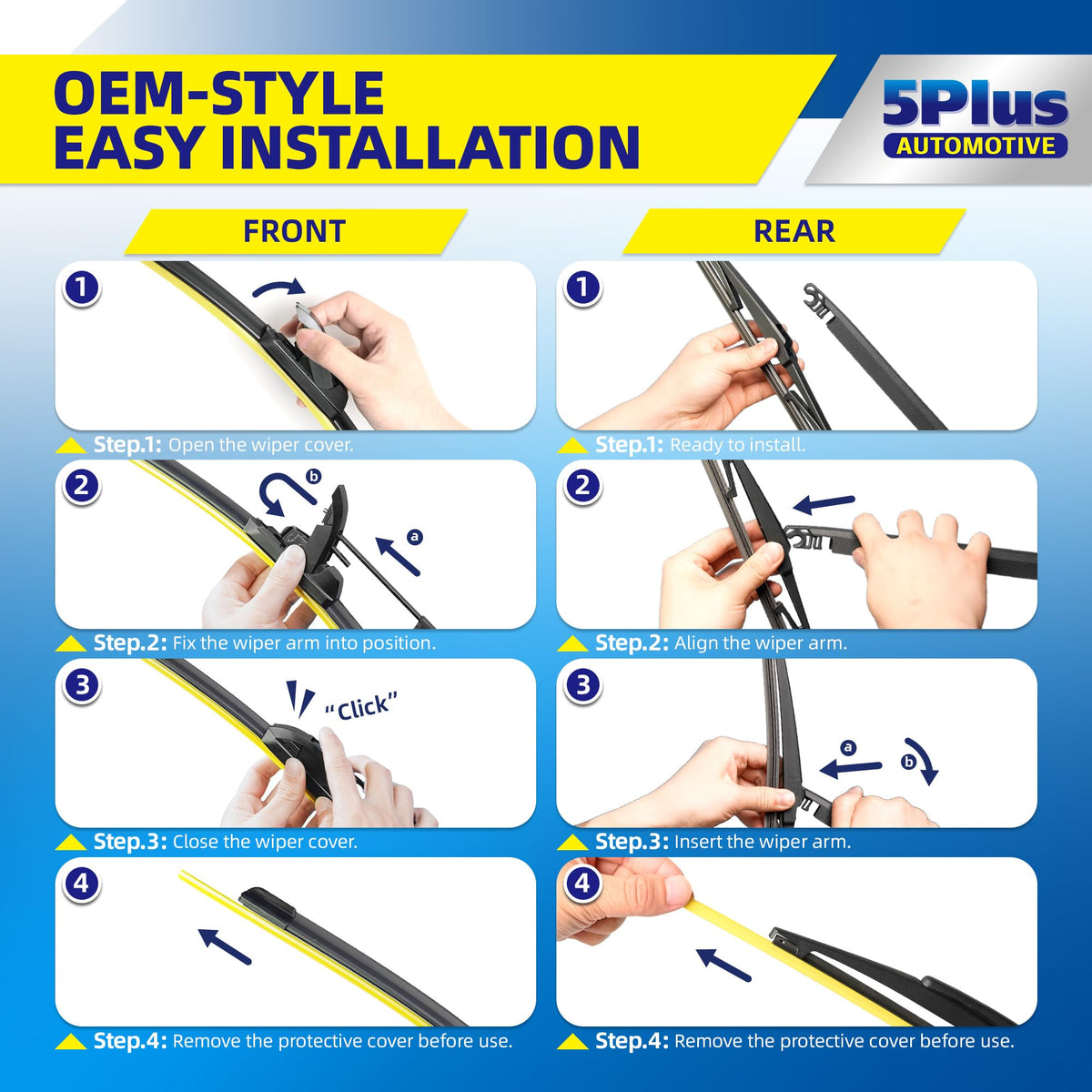 5 PLUS Custom-Fit Wipers fits Toyota RAV4 2001-2005 Windshield Wipers