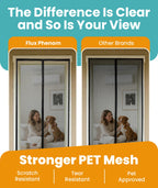 Flux Phenom Magnetic Screen Door (White) - Bugs Out, Breeze in - 9min Install Auto-Sealing Heavy Duty Double Stitched Mesh, 52 Magnets, Hands Free Patio Doors Net, Pet & Kid Friendly, 38 x 82 Inch
