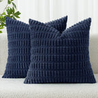 MIULEE Corduroy Decorative Throw Pillow Covers 18x18 Light Brown Pack of 2
