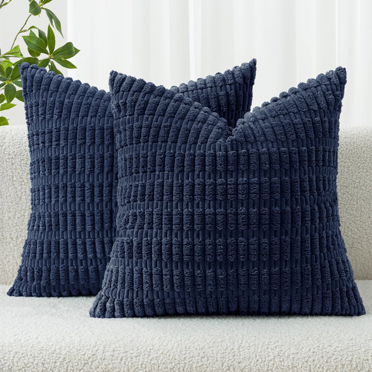 MIULEE Corduroy Decorative Throw Pillow Covers 18x18 Light Brown Pack of 2