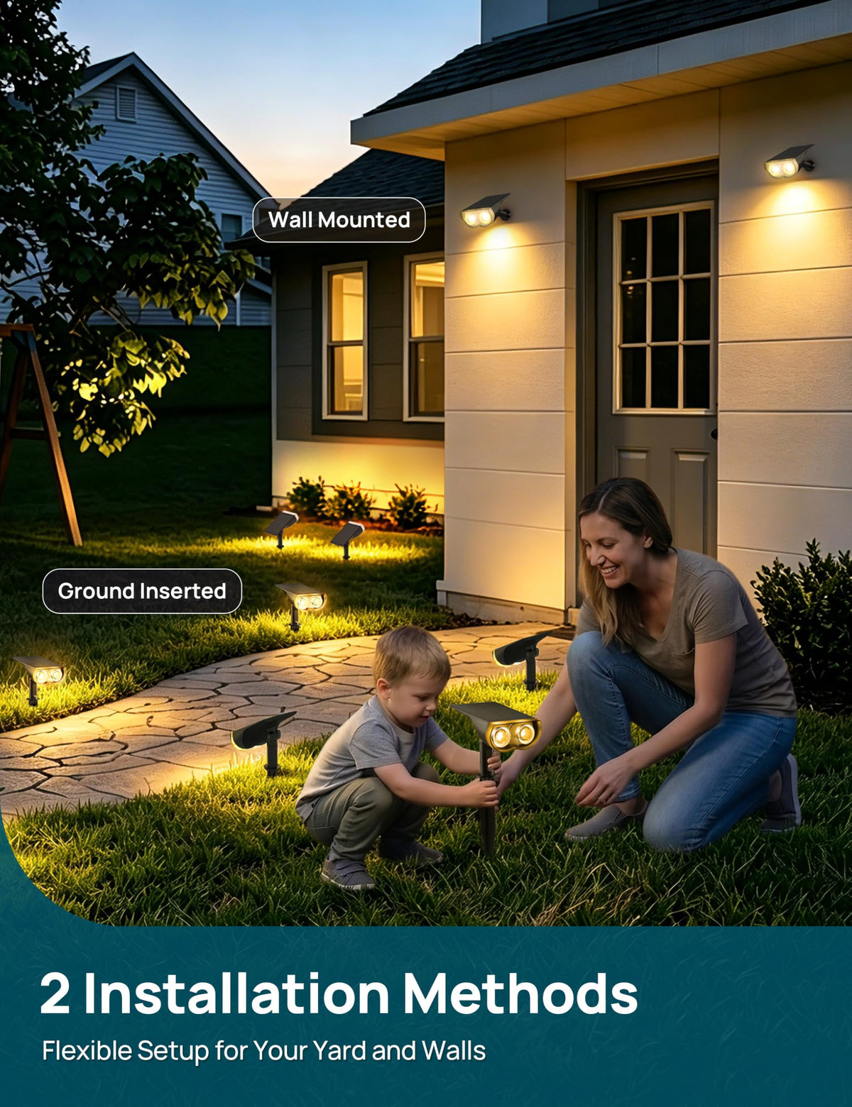 Linkind Halloween Solar Lights Outdoor Spotlight Waterproof RGB 2 Pack