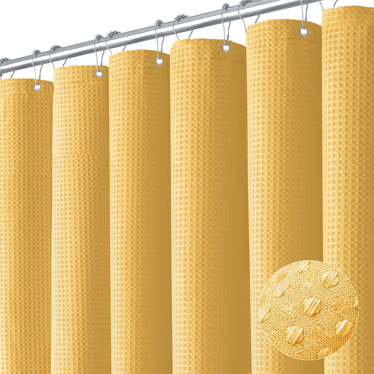 Dynamene Extra Long Waffle Shower Curtain 256 GSM 72"x90" Moonlight Blue