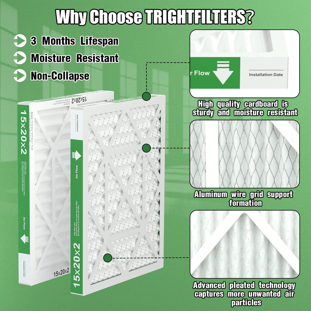TRIGHTFILTERS 14x20x1 Air Filter 4 Pack, MERV 8 Filter Replacement