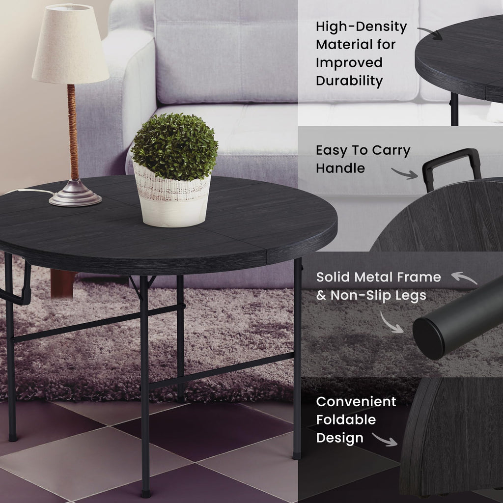 10 PACK of 8 Feet Foldable Table with Built in Handle & Steel Legs | 8 FT Heavy Duty Portable | Perfect for Party, Dining, Wedding, Events, Picnic Indoor, Outdoor, Camping, Temporary - 8 Foot