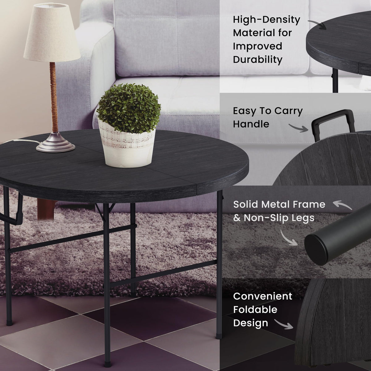 10 PACK of 8 Feet Foldable Table with Built in Handle & Steel Legs | 8 FT Heavy Duty Portable | Perfect for Party, Dining, Wedding, Events, Picnic Indoor, Outdoor, Camping, Temporary - 8 Foot