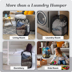 Handy Laundry Collapsible Mesh Pop-Up Hamper with Side Pocket