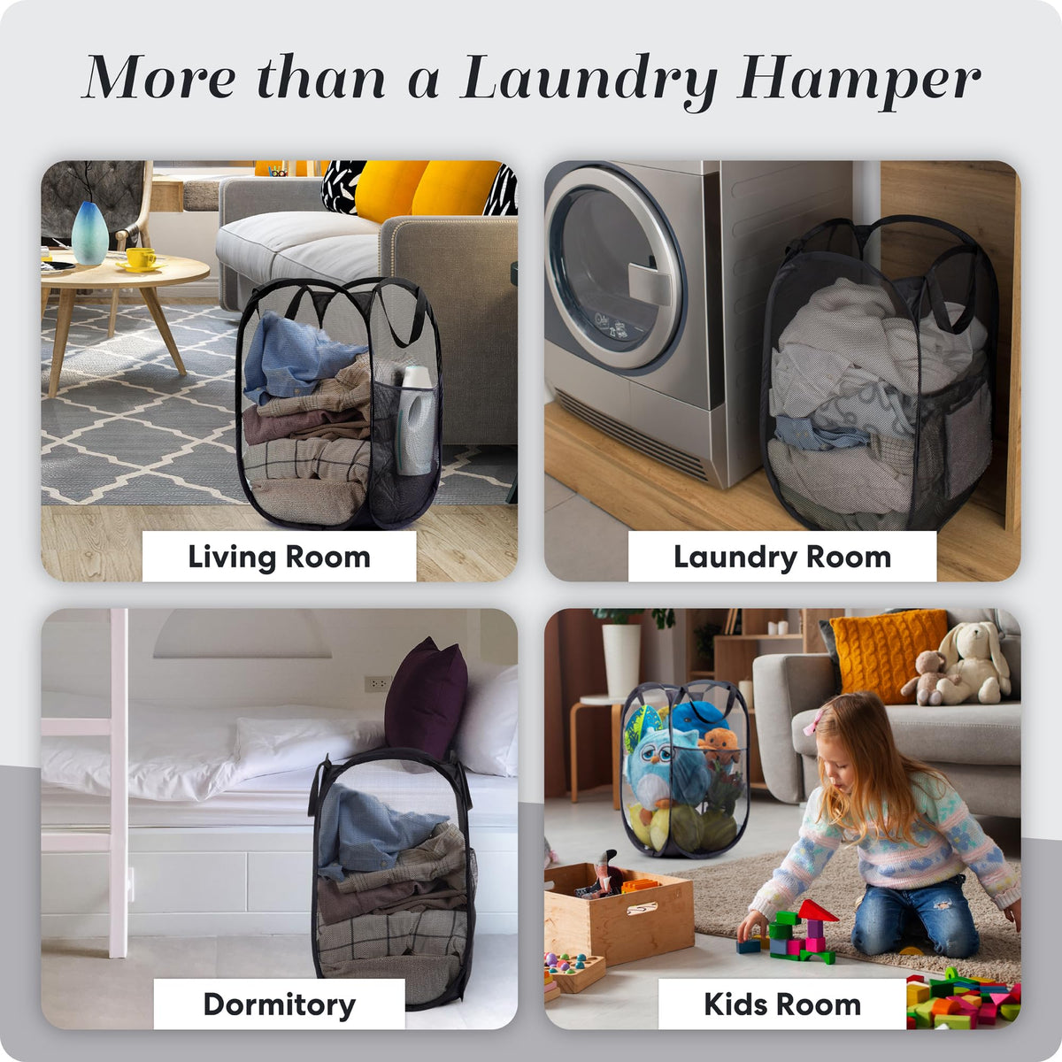 Handy Laundry Collapsible Mesh Pop-Up Hamper with Side Pocket