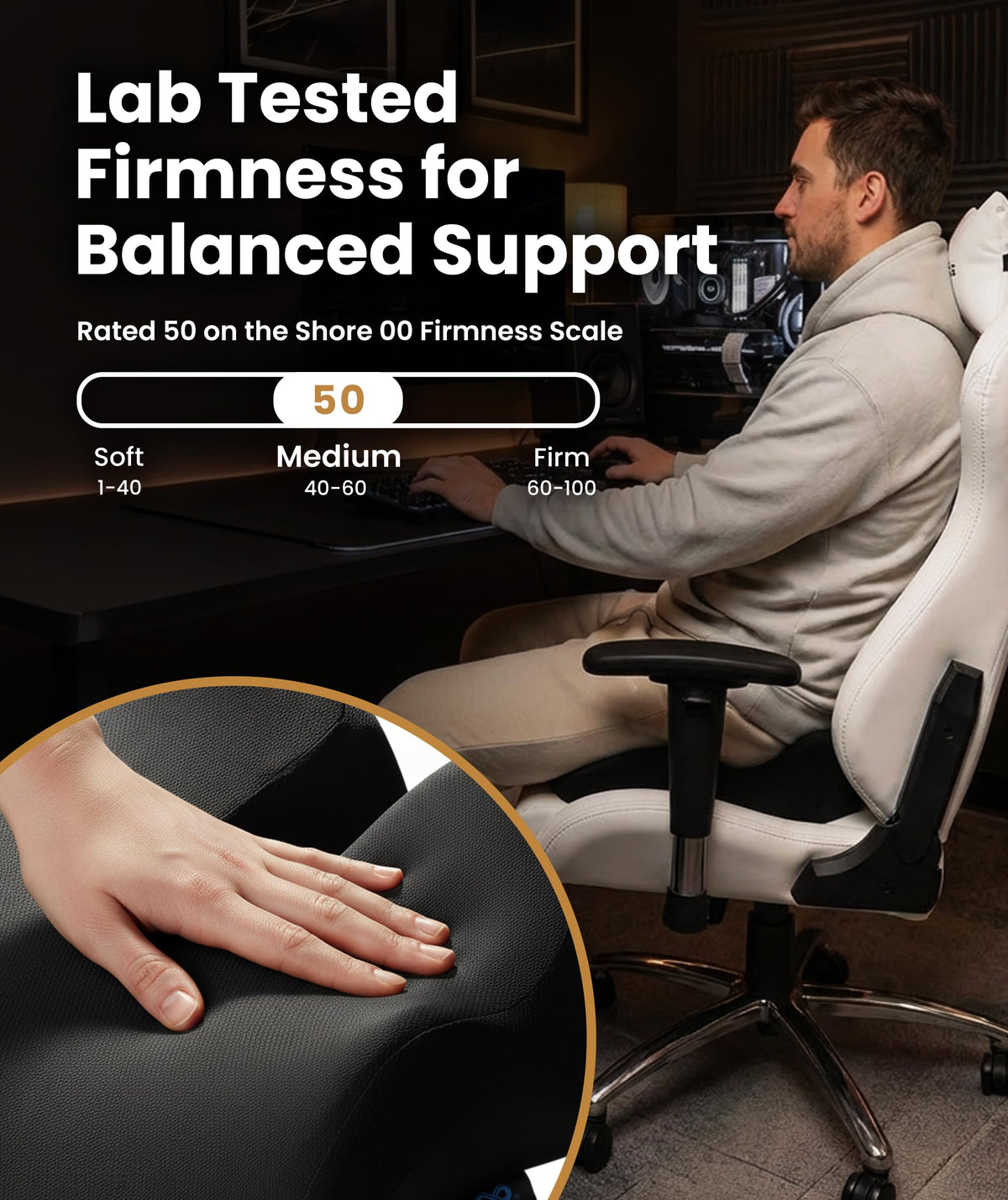 Everlasting Comfort Doctor Recommended Memory Foam Seat Cushion for Office Chairs & Car - Ergonomic Office Desk Accessories - Cushions for Tailbone Pain Relief, Sciatica (Black, Large)