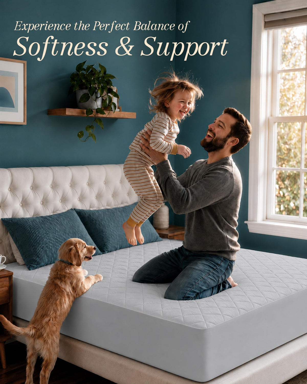 Twin Mattress Pad, Quilted Mattress Protector Topper fits 16" Deep Pocket