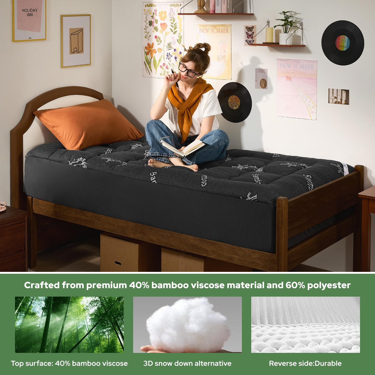 BEDLORE Twin Mattress Topper, Thick Soft Pillow Top Bed Topper