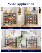 Kitsure Shoe Rack - Non-Woven Shoe Rack Shelf, Shoe Organizer for Closet, Entryway, Garage & Corridor, Stackable Shoe Shelves, 27.5" Wide - 2 Tier, Black