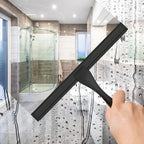 All-Purpose Stainless Steel Shower Squeegee for Shower Glass Door with 2 Adhesive Hooks, Bathroom Cleaner Tool Household Window Mirror Squeegee for Glass Doors, Cleaning Tile Wall, Car, 14 Inch Silver