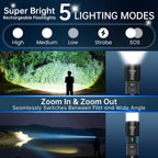 TrixHub Rechargeable Flashlights 3 Pack Super Bright High Lumens Flashlight