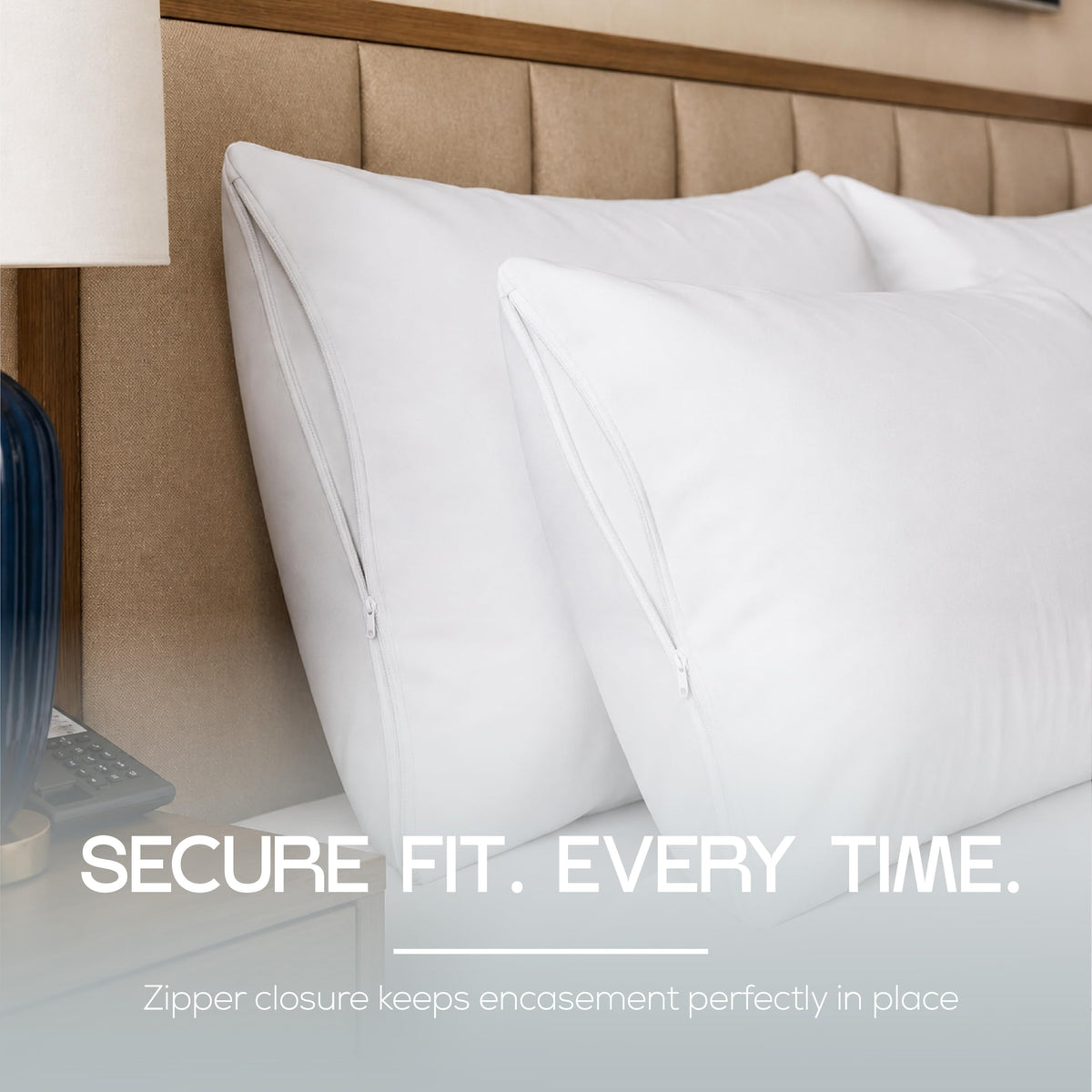 Set of 2 Pillow Protectors with Zipper Standard Size, Pillow Covers