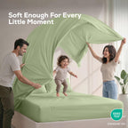 Queen Sheet Set, 4 Pieces 16" Deep Pocket Hotel Luxury Sheets, Heather Sage