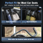 4-Pack Car Headrest Hooks Holds 55lbs Seat Storage Organizer for Bags