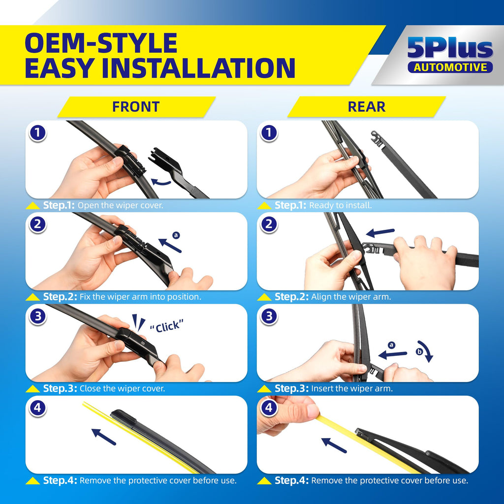 5 PLUS Custom-Fit Wipers fits Toyota RAV4 2001-2005 Windshield Wipers