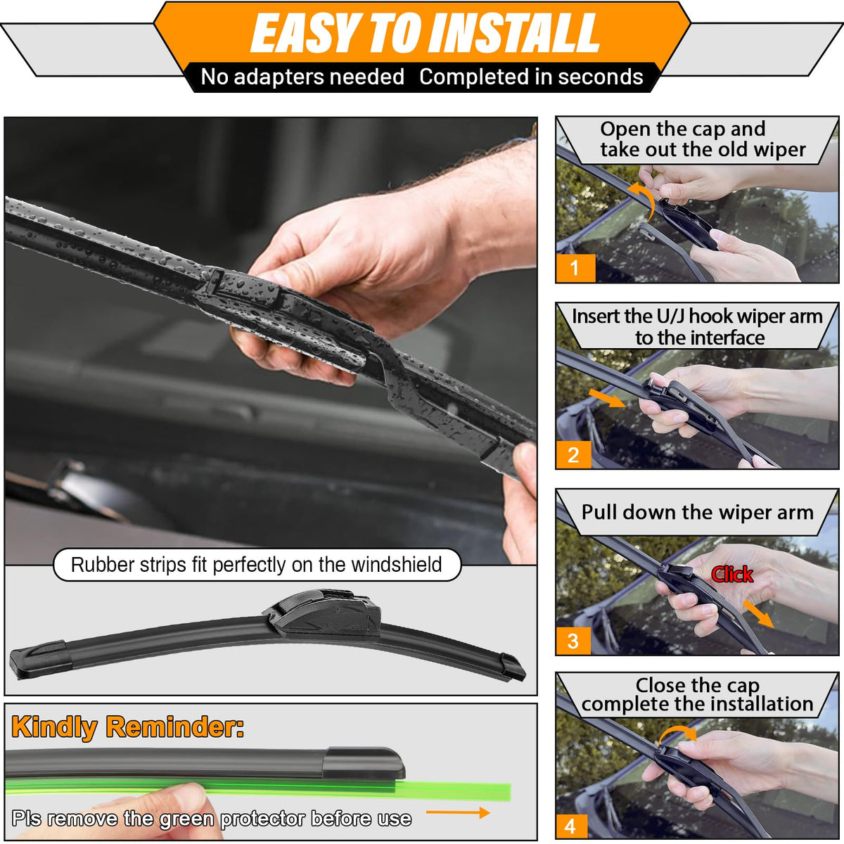 AUTOBOO Windshield Wiper Blade Replacement for Toyota RAV4 Mazda 5