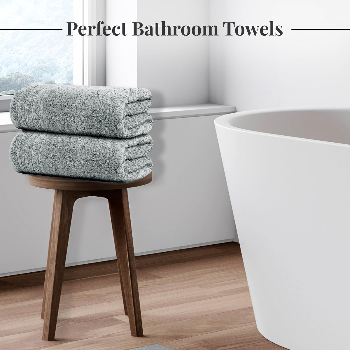 Tens Towels 4 Piece Extra Large Bath Towels 30 x 60 Inches, Dark Grey