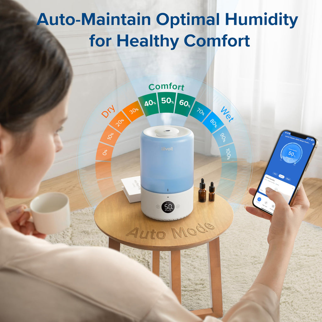 Levoit Top Fill Humidifiers for Bedroom, 2.5L Tank for Large Room, 25dB