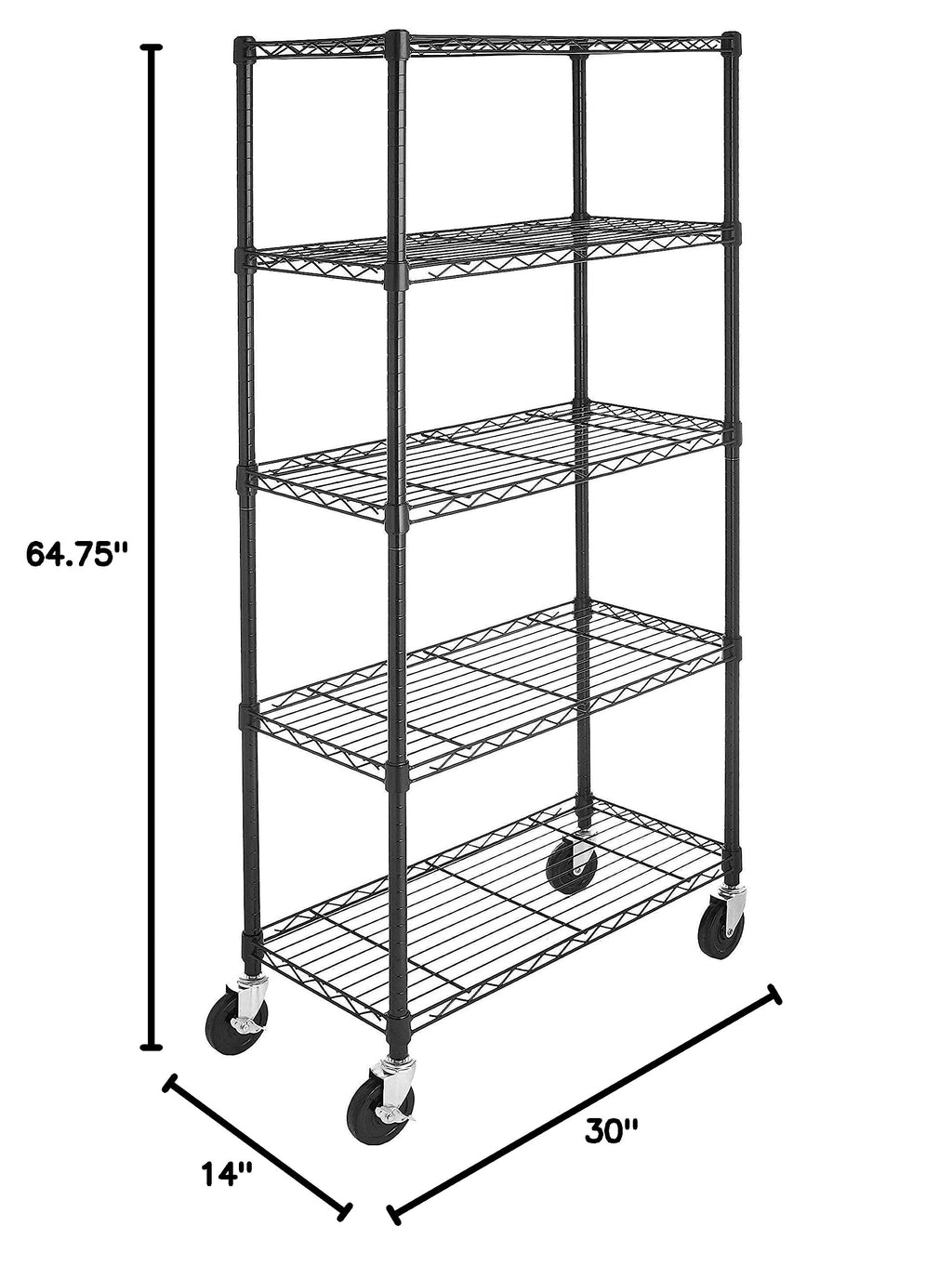 Amazon Basics 5-Shelf Tower Adjustable Storage Shelving Unit, Chrome, 16" x 16" x 54", 150 lbs Per Shelf