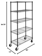 Amazon Basics 5-Shelf Tower Adjustable Storage Shelving Unit, Chrome, 16" x 16" x 54", 150 lbs Per Shelf