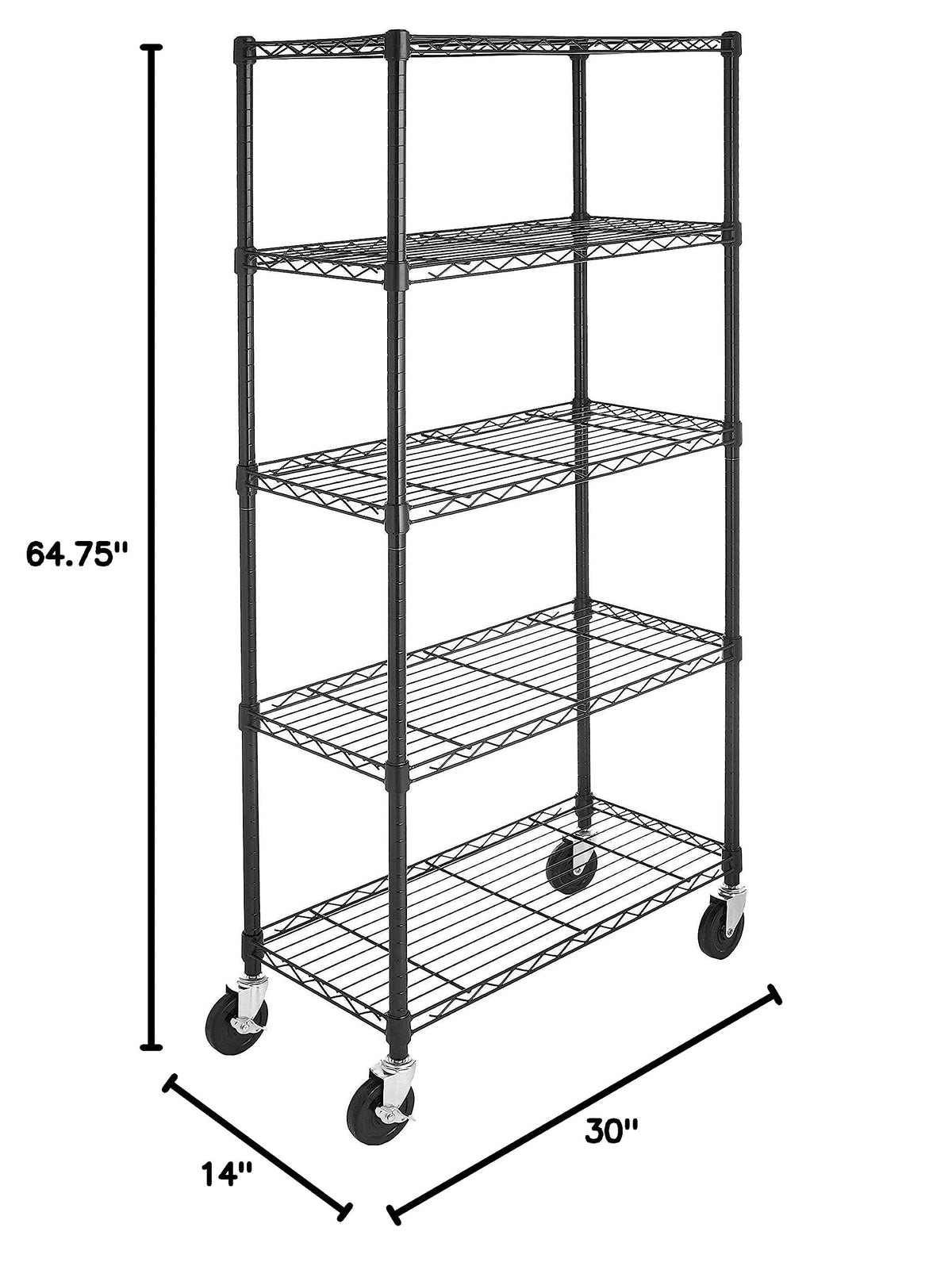 Amazon Basics 5-Shelf Tower Adjustable Storage Shelving Unit, Chrome, 16" x 16" x 54", 150 lbs Per Shelf
