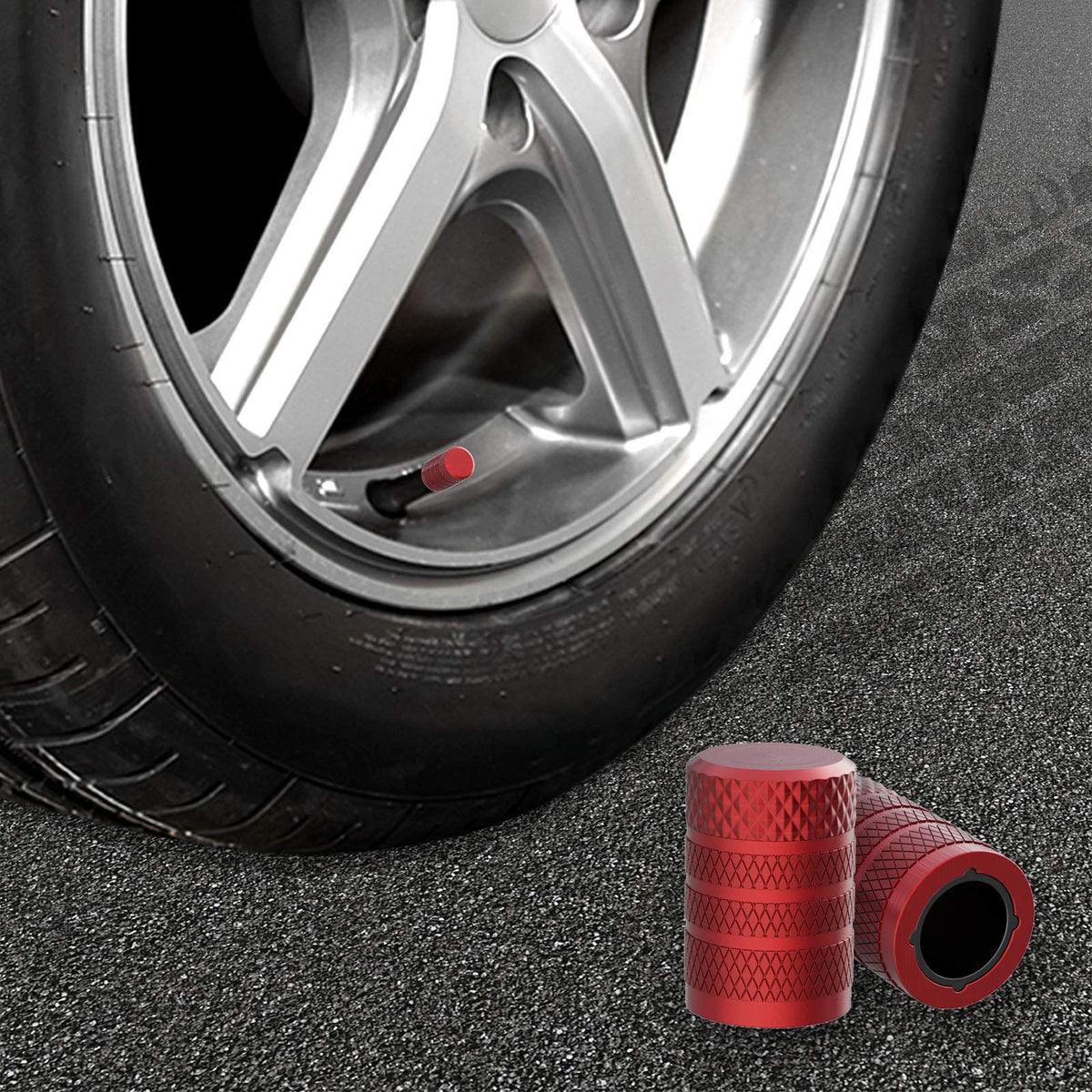 CKAuto Tire Valve Stem Caps, Aluminum Black, 4 pcs/Pack