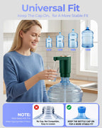 Water Jug Pump for 5 Gallon Bottle – Portable Electric USB-C Charging Dispenser, Dual Powerful Motors, Fast Flow, Fits 2-5 Gallon Jugs – Ideal for Home, Office, Camping, RV, Black