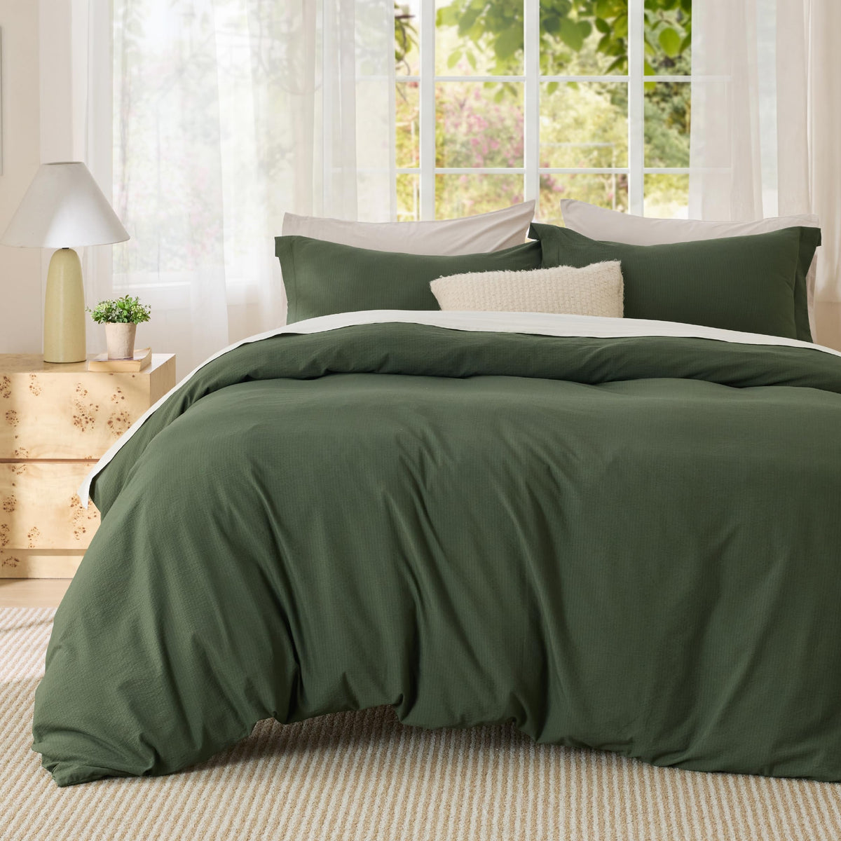 Bedsure Textured Duvet Cover Queen Size - Cotton-Like Polyester Jacquard Duvet Cover Set for All Seasons - 3 Pieces Elevated Textured Dobby Soft Bedding Set, NO Comforter (White, Queen, 90"x 90")