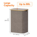 Lifewit 105L Large Laundry Basket with Lid, Removable Bags, Beige